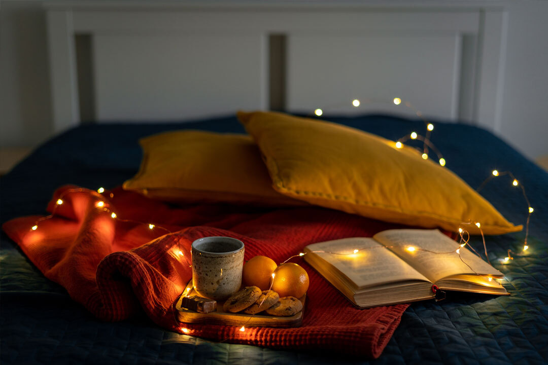 Book reading on bed